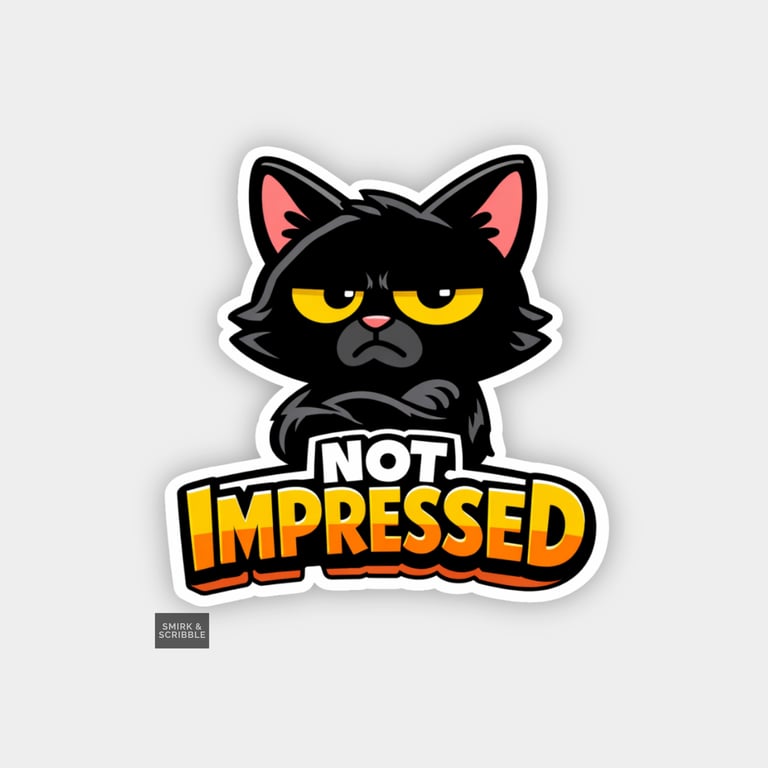 Funny Cheeky Novelty Sticker For Adults - Not Impressed Cat