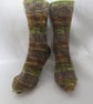 Hand-cranked Knitted Ribbed Wool Socks Size 6 to 7 - Image 1