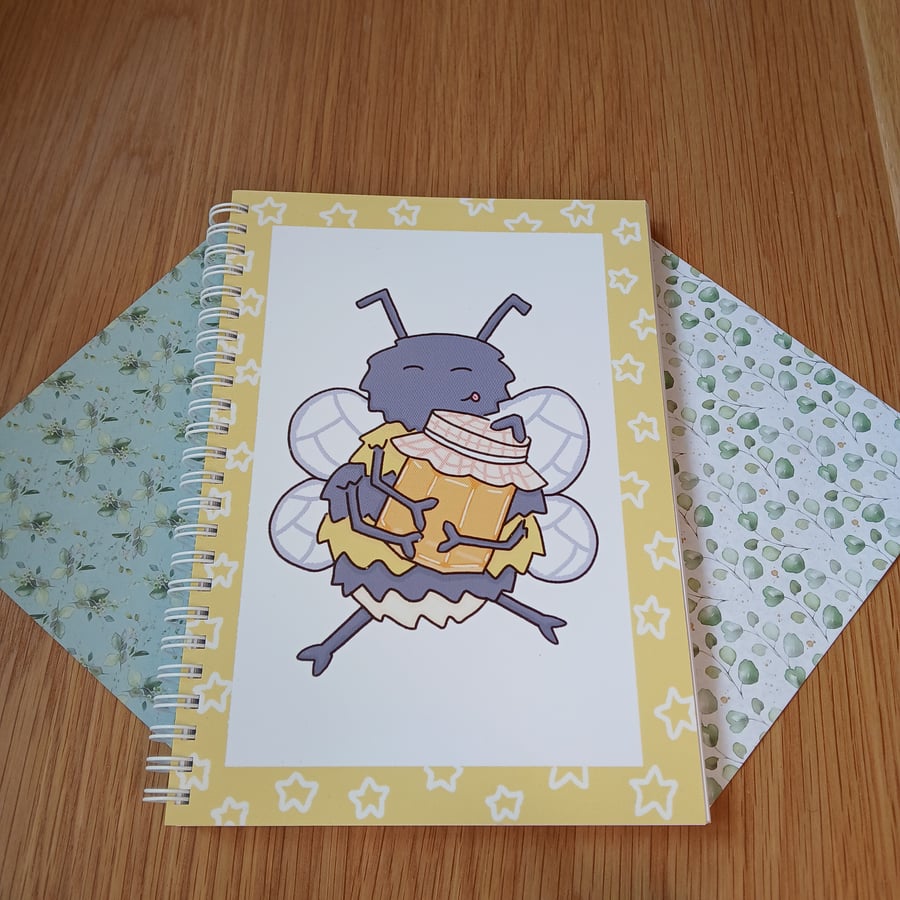 Bee Spiral Notebook! A5 150 Page Plain Notebook