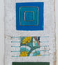 Pretty Patterned Blue Green Yellow Handstitched Geometric Small Art Pictures - Image 2