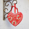 Personalised Red Mistletoe Heart