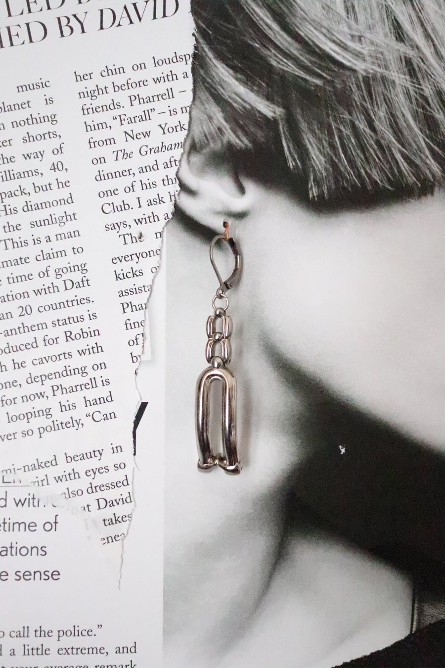 Up-cycled steampunk theme earrings - one of item