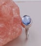 Handmade Silver Bezel Ring with Oval Synthetic Aqua Spinel : Size J - Image 9