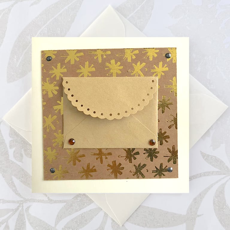 Handmade birthday card with money envelope
