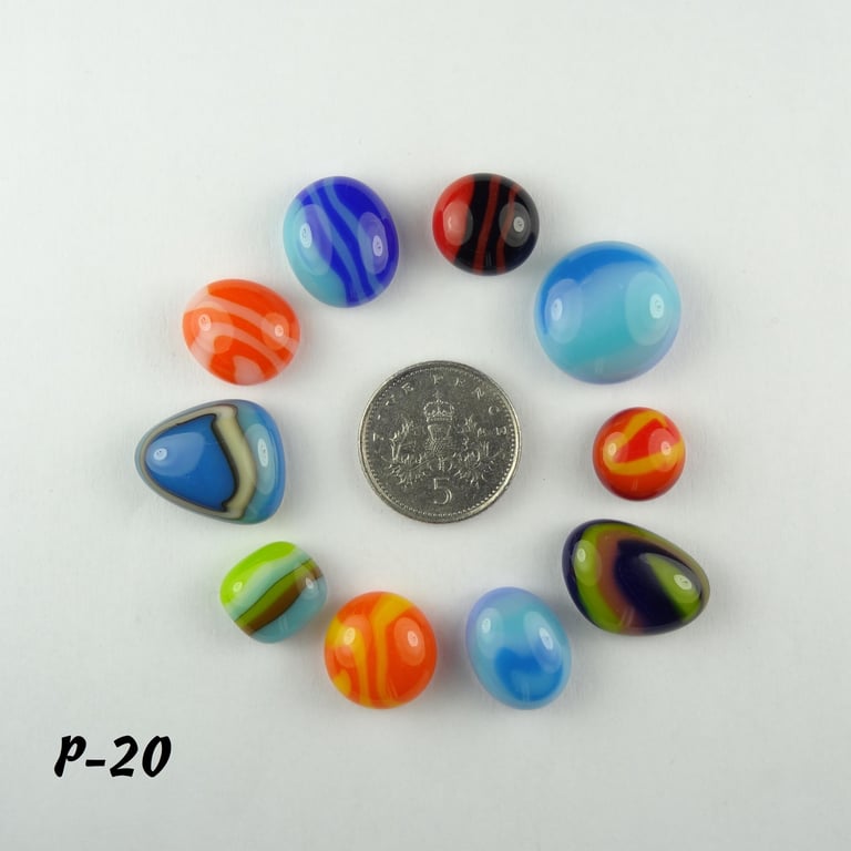 Fused glass cabochons flat backed perfect for jewellery making (20)