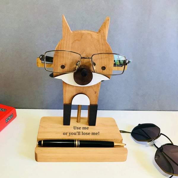 Handcrafted Glasses Stand Fox