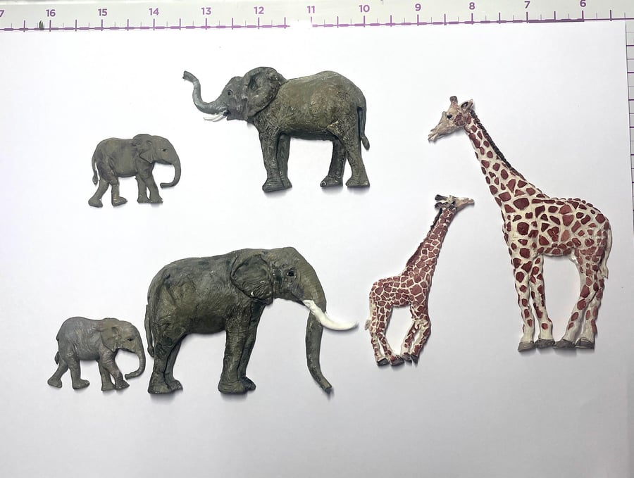 Air dry paper foam African animals