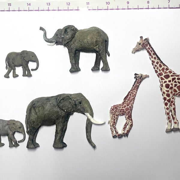 Air dry paper foam African animals