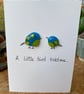 Fused glass two little birds greetings card - Image 1