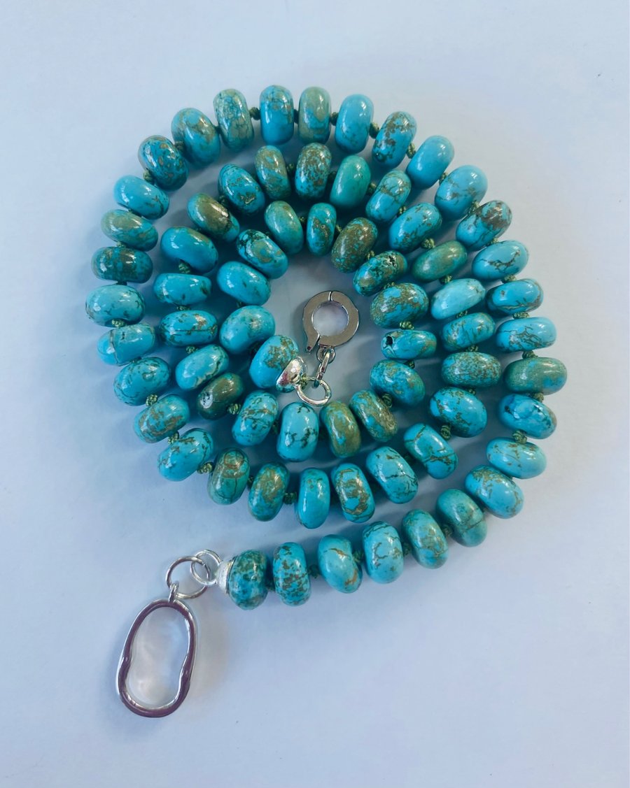 Turquoise Rondelle hand knotted necklace 