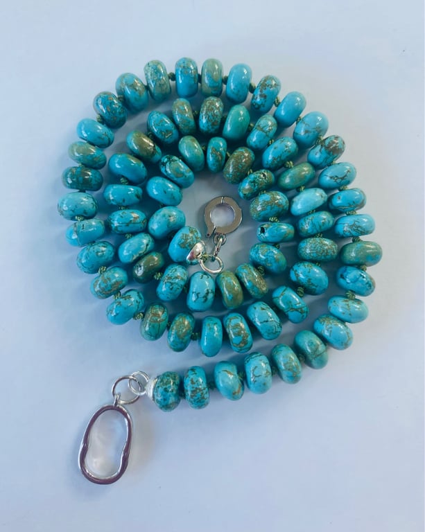 Turquoise Rondelle hand knotted necklace 
