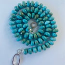 Turquoise Rondelle hand knotted necklace 