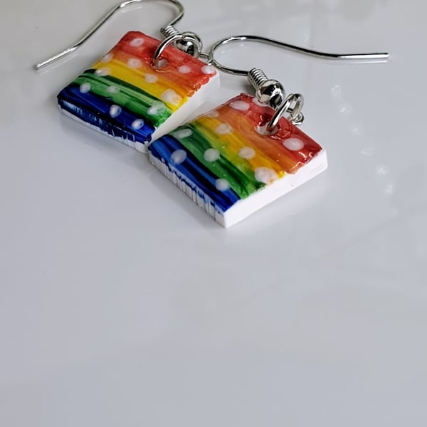 Handpainted rainbow earrings 