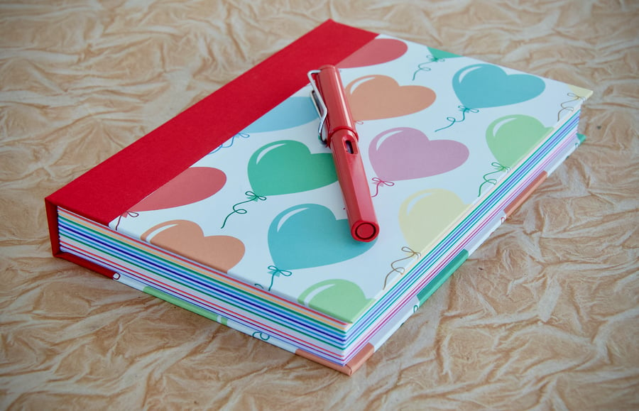 A5 Quarter-bound Hardback Year-long Journal with decorative heart cover