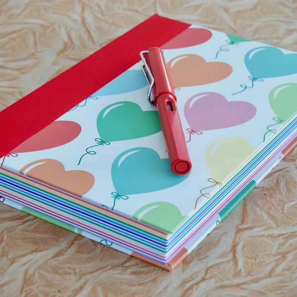 A5 Quarter-bound Hardback Year-long Journal with decorative heart cover