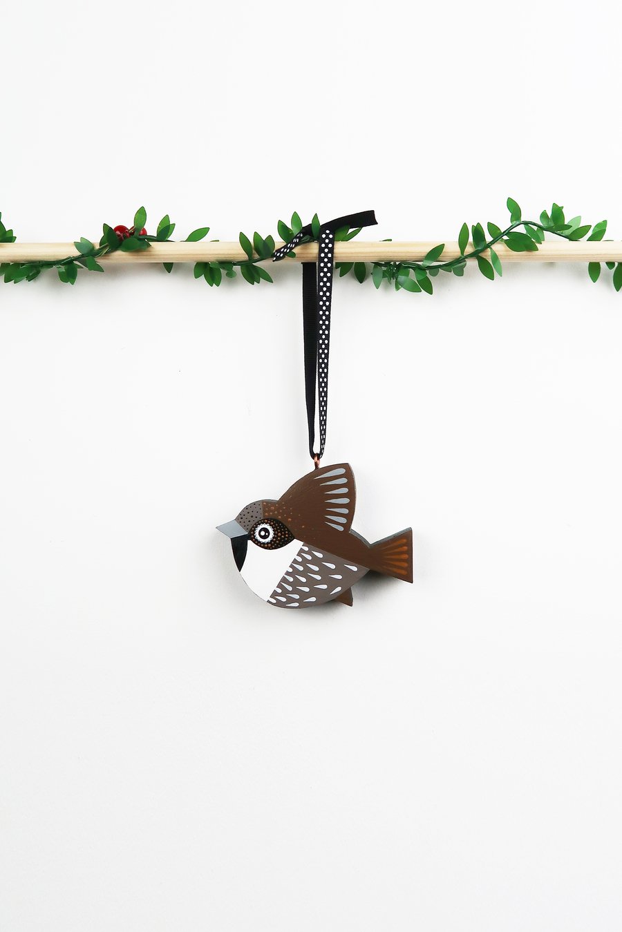 House sparrow Christmas tree decoration, bird lover gift, stocking filler.