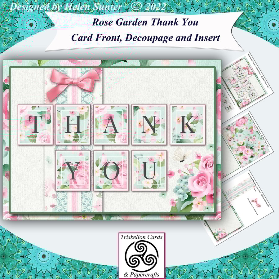 Printable Thank You 3D Decoupage Card Front Card Making Kit 