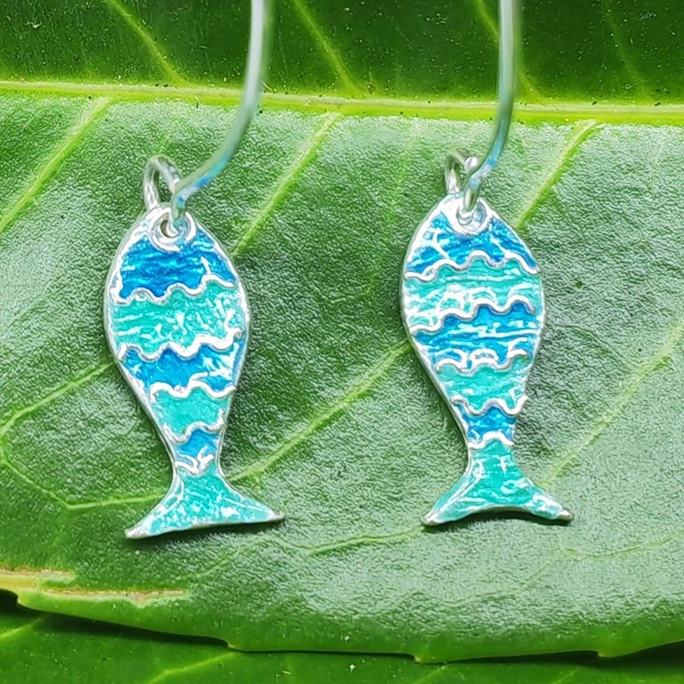Fine silver and enamel earrings 