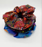 Large scrunchies,  set of 3. Black neon, blue petal fabric.   - Image 8