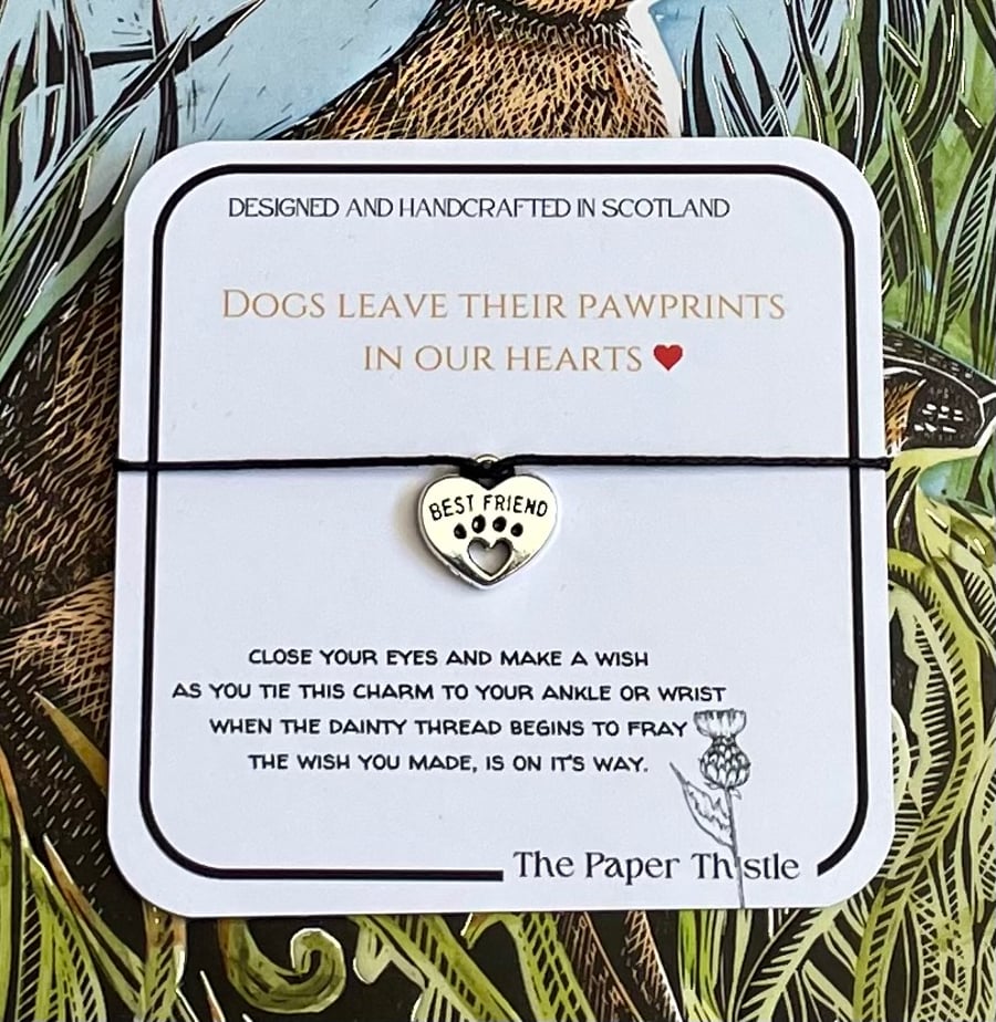 Best Friend Wish String Dogs leave paw prints on your heart