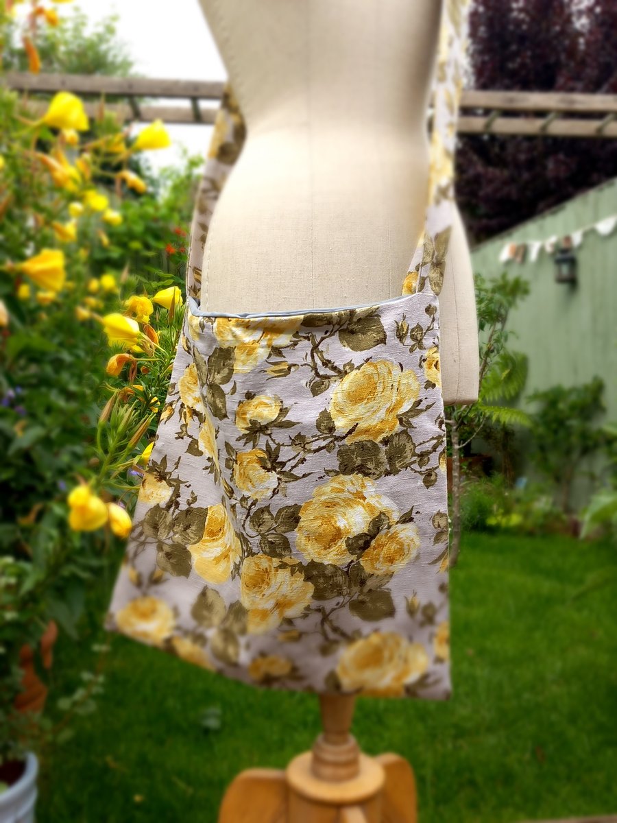 Pretty bag from vintage fabric  large cross the body bag