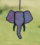 Stained Glass Pink & White Elephant Head Suncatcher