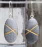 Pebble earrings, Stripe. Nature inspired jewellery designed by John Field.