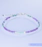 Emerald, Amethyst and Silver dainty handmade beaded bracelet - Image 7