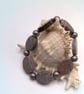 Black Grey Marbled Oval Stone and Gunmetal Spacer Men's Bracelet, Men's Bracelet - Image 2