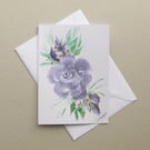 original art hand painted blank floral greetings card ( ref f 903 B5 )