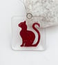 Fused Glass Copper Sleek Cat Hanging - Handmade Glass Suncatcher - Image 1