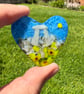 Standing Stones and Flowers Fused Glass Heart - Image 3