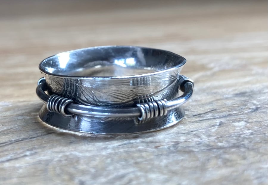 Handmade Sterling Silver Meditation-Spinner Ring UK Size Q-R