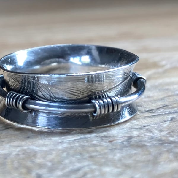 Handmade Sterling Silver Meditation-Spinner Ring UK Size Q-R