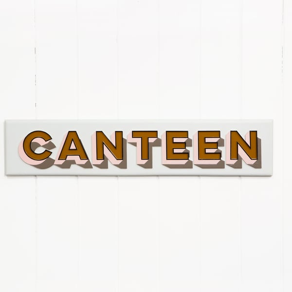 WOODEN TYPOGRAPHIC SIGN: CANTEEN