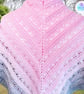 Pink and grey ombre crochet lace cotton shawl. Crochet shawl. Pink grey scarf. - Image 8