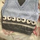 Handknitted fairisle tanktop with sheep for 6 months
