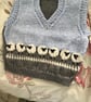 Handknitted fairisle tanktop with sheep for 6 months