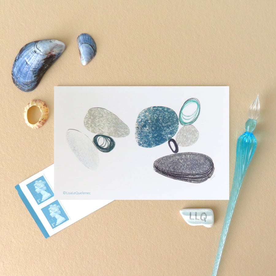 pebbles II an abstract collage zen art minimalist art plastic free