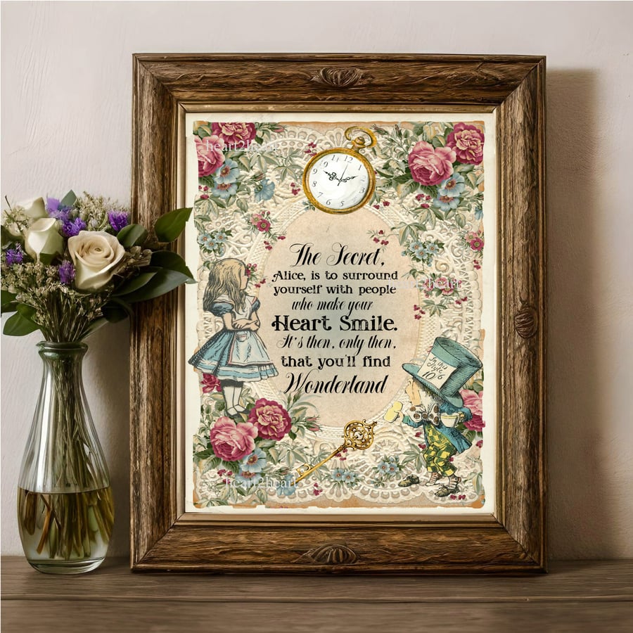 Alice in Wonderland The Secret Quote Print, Wall Art, Find Wonderland