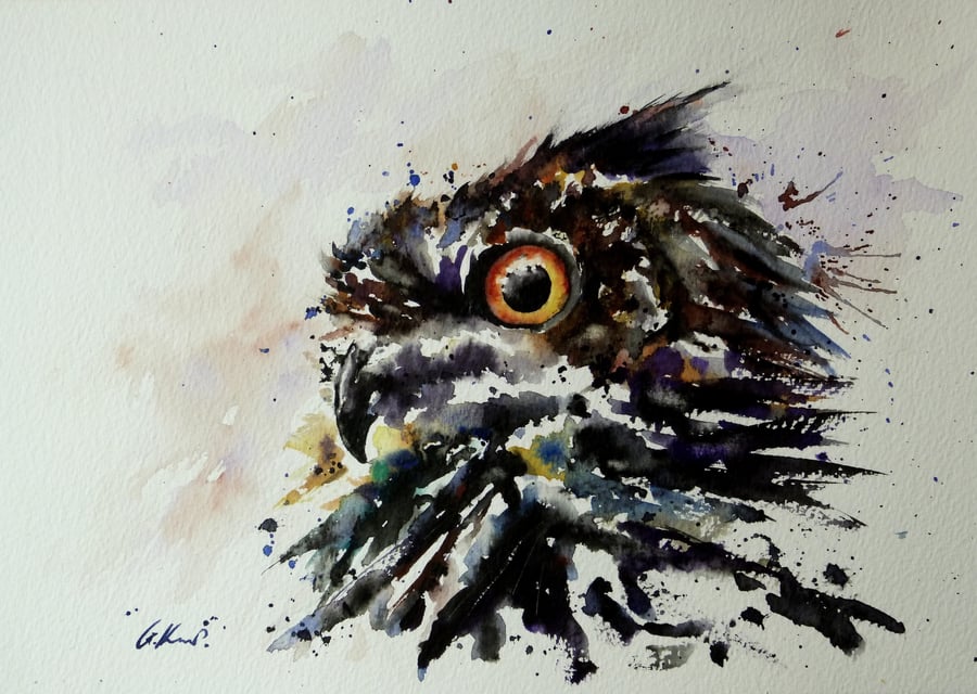 Owl, Original Watercolour Painting.