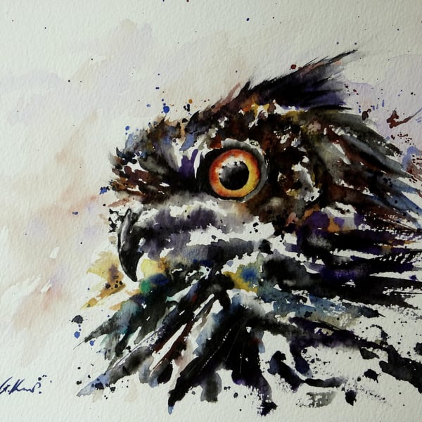 Owl, Original Watercolour Painting.