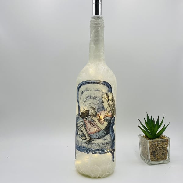 Handcrafted Alice in Wonderland Wine Bottle Light