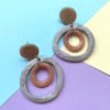 Wonky Hoop Polymer clay earrings, circle hoop earrings, sparkly hoop earrings