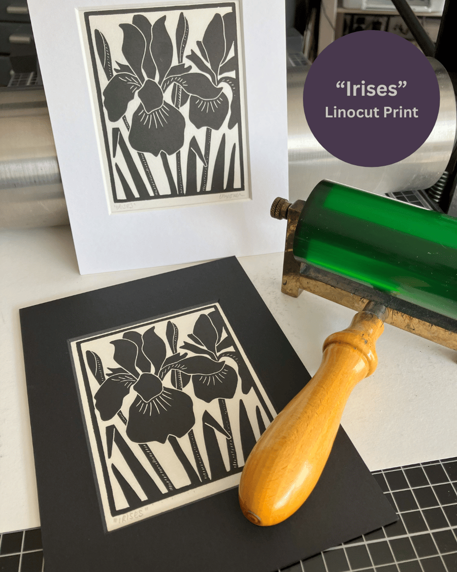 Lino Print - "Irises"