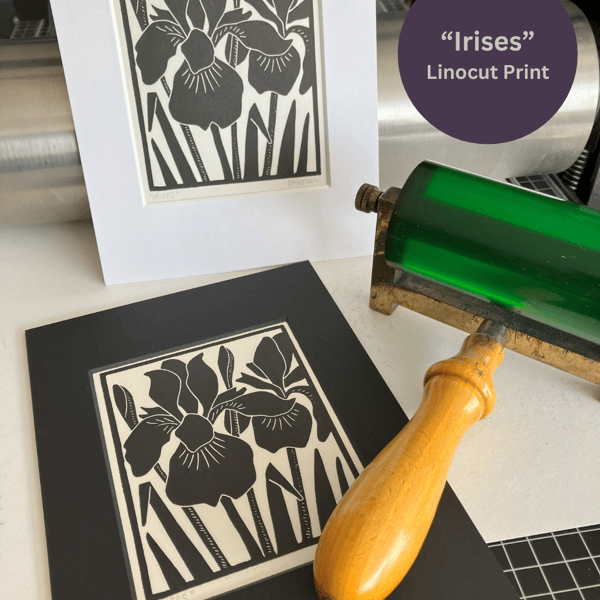 Lino Print - "Irises"