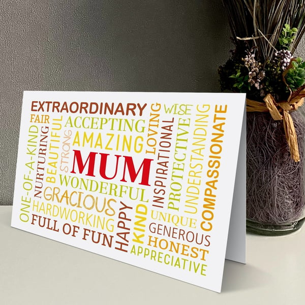 Mother's Day Card - Word Art Greetings Card - MDY02