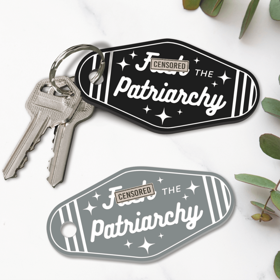 F The Patriarchy Motel-Style Keyring: Retro Acrylic Keychain, Song Inspired Gift