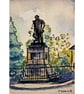 Original ACEO Mini Painting Tavistock Devon Drake Statue Watercolour and Ink - Image 2