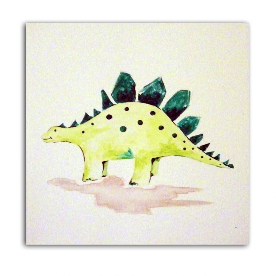 Dinosaur Art - Stegosaurus, Painting on Canvas, Nursery Decor